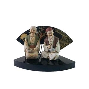 Vtg Seizin Traditional Japanese Elderly Couple Figurine Set
